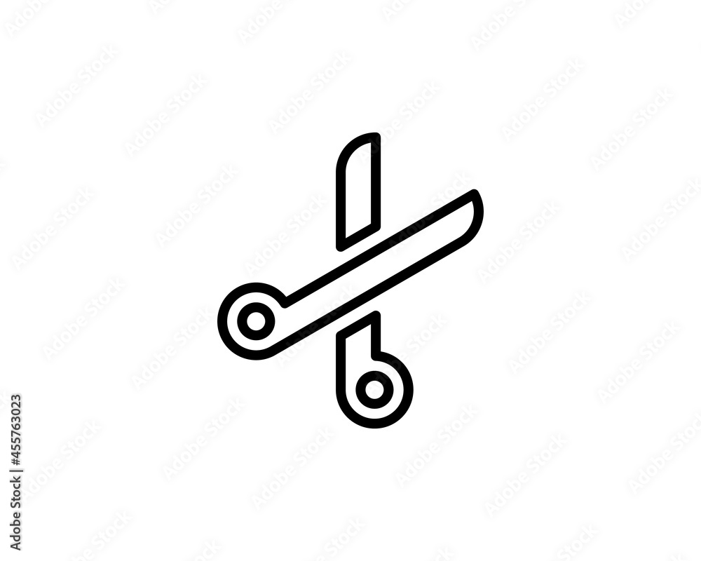 Poster scissors icon in trendy outline style design. vector graphic illustration. scissors icon for website