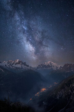 Milky way over mont blanc