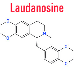 Laudanosine papaver alkaloid molecule. Skeletal formula.