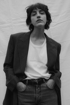 Minimalistic and arty portrait of a raw beauty French girl without make up.