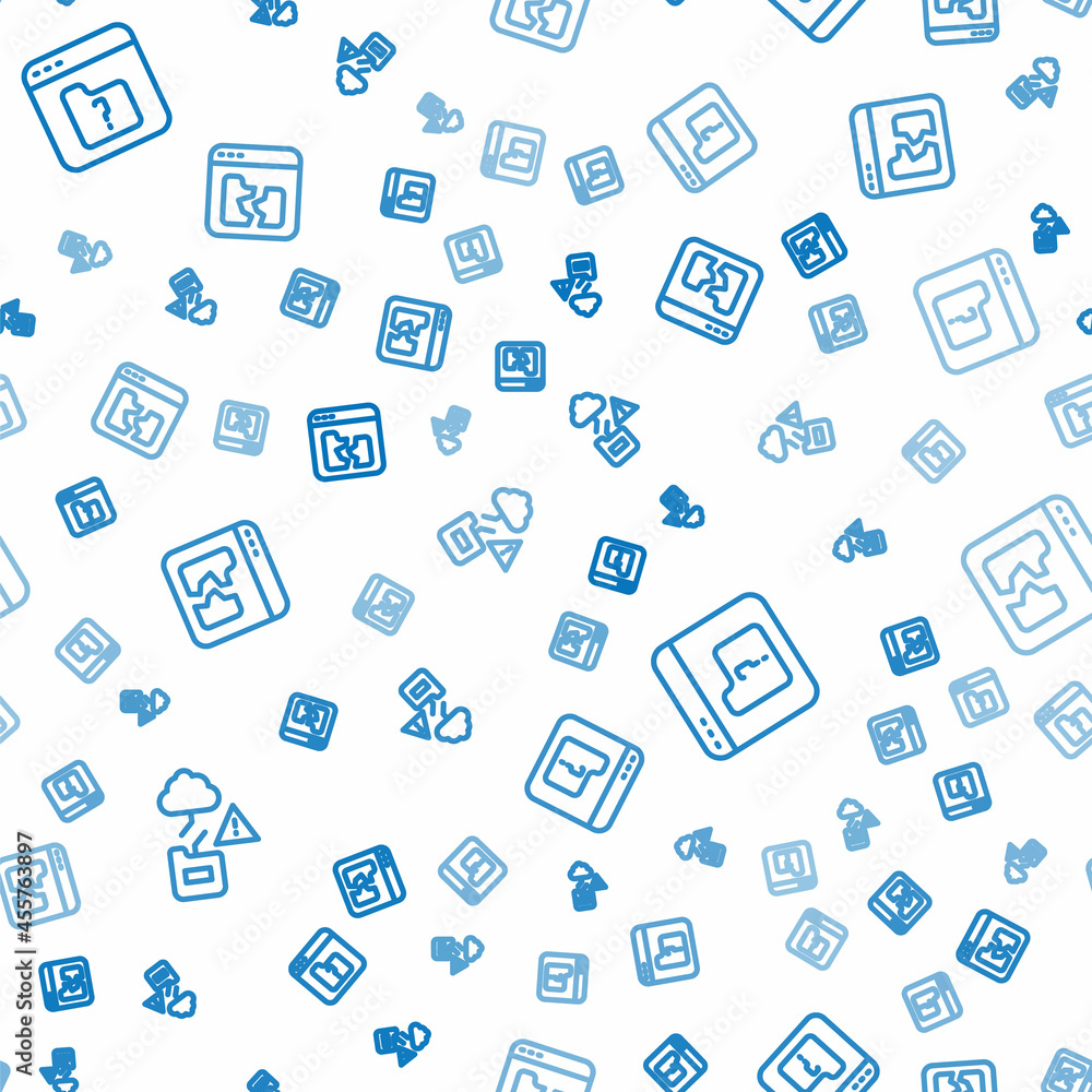 Poster Set line Cloud technology data transfer, File missing and Broken file on seamless pattern. Vector