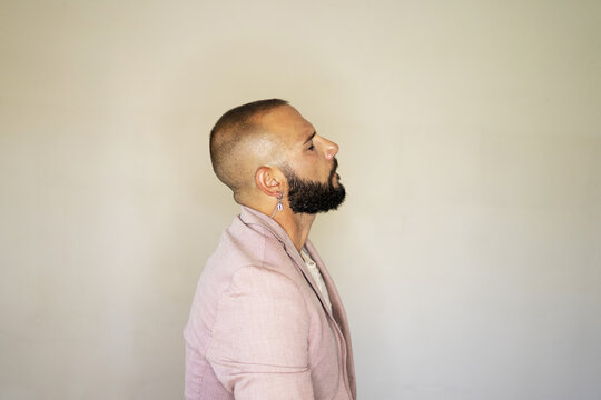 Portrait of modern man with beard in profile 