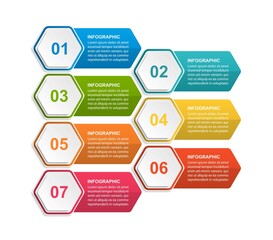 Hexagon options infographics template. Infographics for business presentations or information banner.