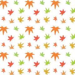 Beautiful maple leaves seamless pattern in different colors on white background. Great for Thanksgiving greeting cards, gift wrapping paper, home décor and wallpaper 