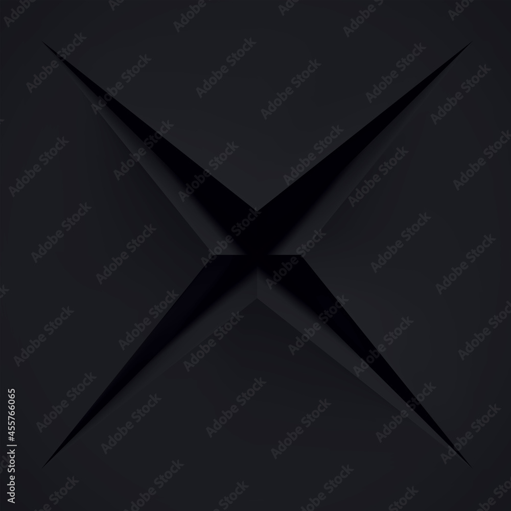 Poster dark surface with star cut, vector background design. realistic object