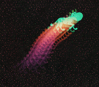 Alien Dog Character Flying In Universe