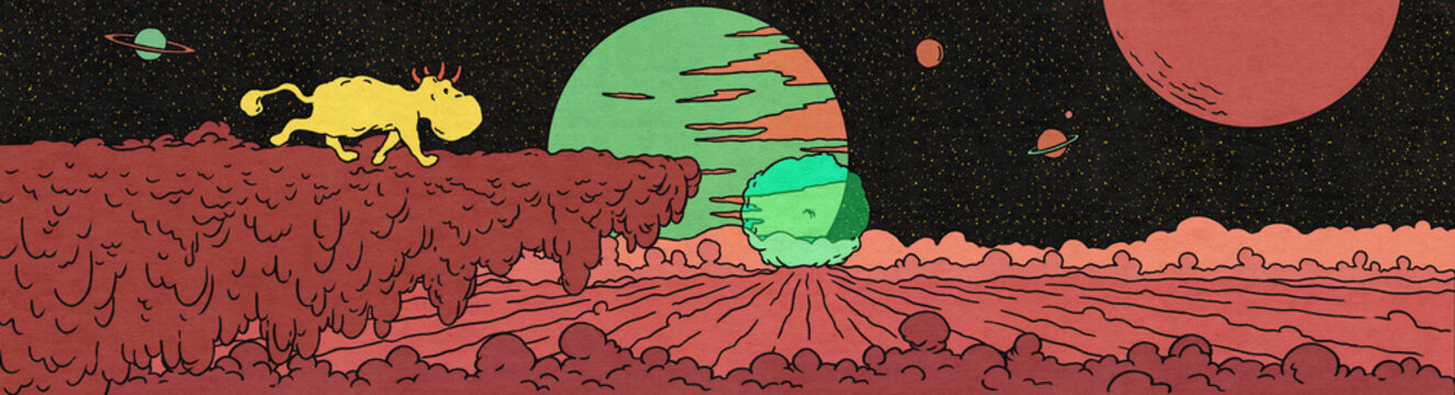 Alien Character On Sci-Fi Planet Panorama