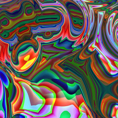 Colorful Abstract Twist and Swirl pattern. vivid bright colors, strong multicolored impressive digital painting. Modern art texture. 3D
