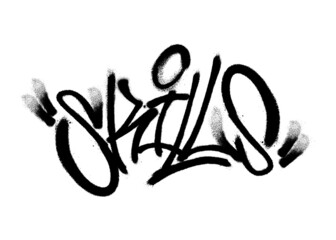 Sprayed skills font graffiti with overspray in black over white. Vector illustration.