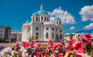 Fototapeta na wymiar Cathedral of the Kazan Icon of the Mother of God in Kazan, Tatarstan