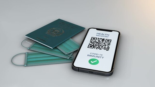 Health Passport - AFGHANISTAN - rotation- 3d animation model on a white background