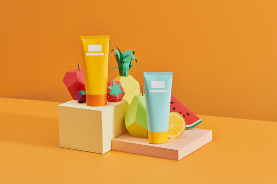 Mockup lotion tube for cosmetics products