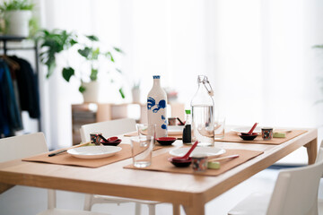 Table setting with plates and glasses