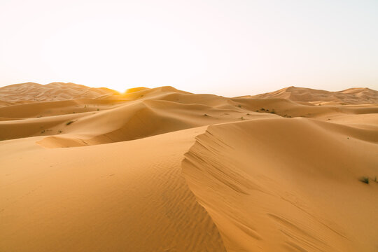 Sandy mountains in desert landscape
