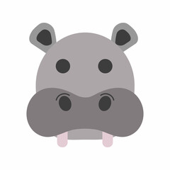 Cute hippo head icon. Vector illustration.