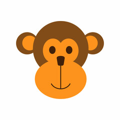 Vector illustration, funny chimpanzee head on a white background