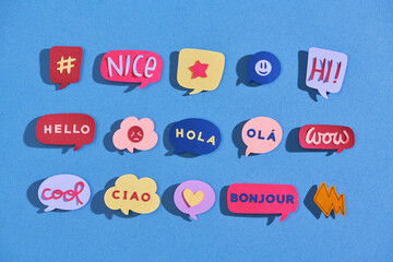 Paper cut set bubble talk phrases.