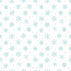 Seamless pattern with doodle snowflakes. Can be used for wallpaper, pattern fills, textile, web page background, surface textures.