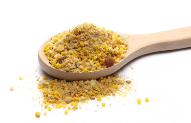 Food for parrots, crude protein, Complete feed, healthy food isolated on white background