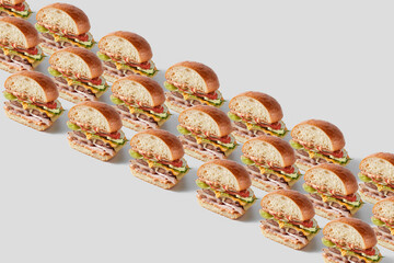 Tasty hamburgers with meat