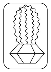 Wavy Cacti Hand Drawn Set of Succulents, Cactuses Line Art Coloring Book Page for Adult 