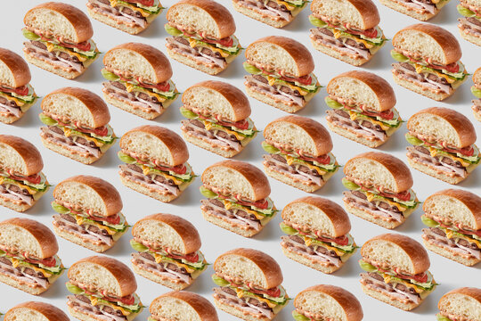 Pattern of cut tasty hamburgers