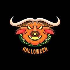 Halloween with monster pumpkin design 