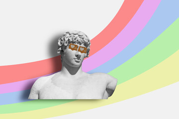 anonymous body statue on a rainbow mood