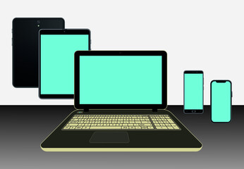 Fototapeta na wymiar advertising for tablet laptop and mobile phones