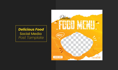 social media Instagram post template for food promotion,  ELEGANT FOOD RESTAURANT FRESH DELICIOUS food menu post FOR SOCIAL MEDIA POST AND INSTAGRAM STORY MENU TEMPLATE VECTOR