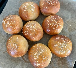 pain hamburger fait maison , cuisson