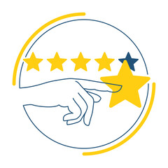 Rate Us motivation - hand pointing to five stars