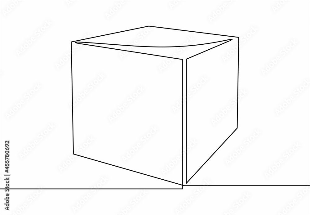 Poster cube vector icon.continuous line drawing