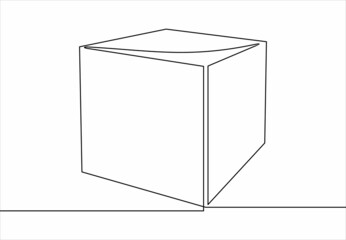 cube vector icon.continuous line drawing