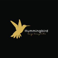 Hummingbird gold logo vector image