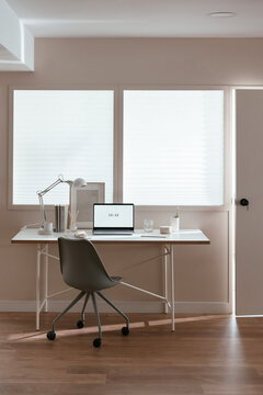 Light workplace with opened door