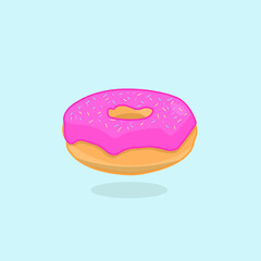 Illustration of an appetizing donut with strawberry pink icing