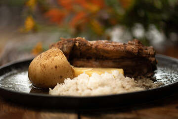 meat with potato called barbecue, traditional Mexican dish