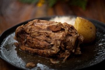 meat with potato called barbecue, traditional Mexican dish