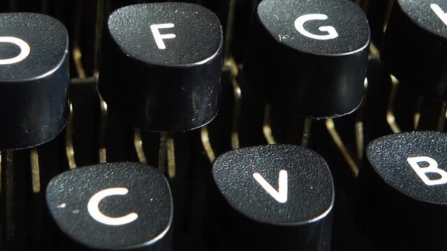 Vintage typewriter keys closeup.