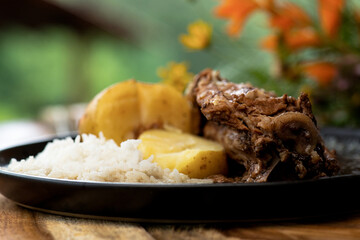 meat with potato called barbecue, traditional Mexican dish