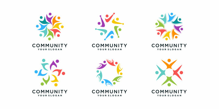 Community logo collection with creative concept Premium Vector