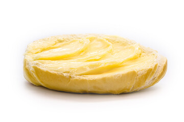 Brazilian salt bread, called French bread, bald or baguette, isolated white background.