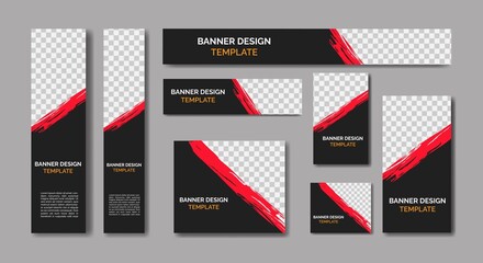 Set of modern web banners template design in standard sizes.  ad banner size template for sales promotion and advertising