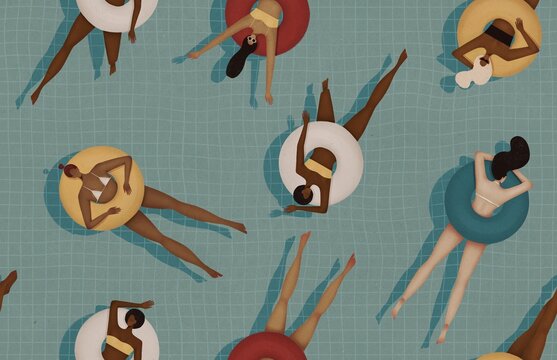 women in the pool pattern