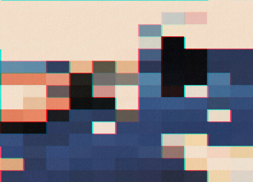 Deep Blue Marine Landscape Glitch