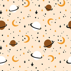 Seamless pattern. Colorful cosmic sky on light background. vector illustration