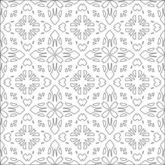  floral pattern background.Repeating geometric tiles from striped elements. Black pattern. 