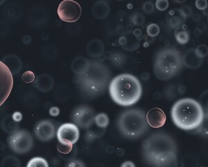 Abstract dark grey background with white and pink bubbles 