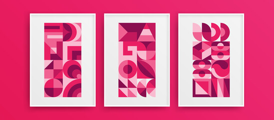 Creative trendy flat shapes vector design template composition. Fresh unique wall art layout bundle.